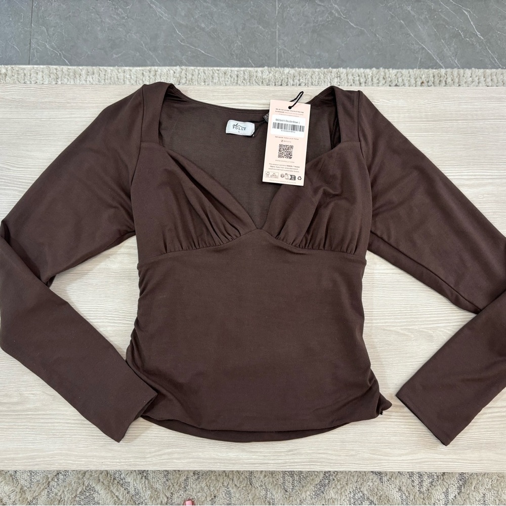Oh Polly Chocolate Long Sleeve Top NWT